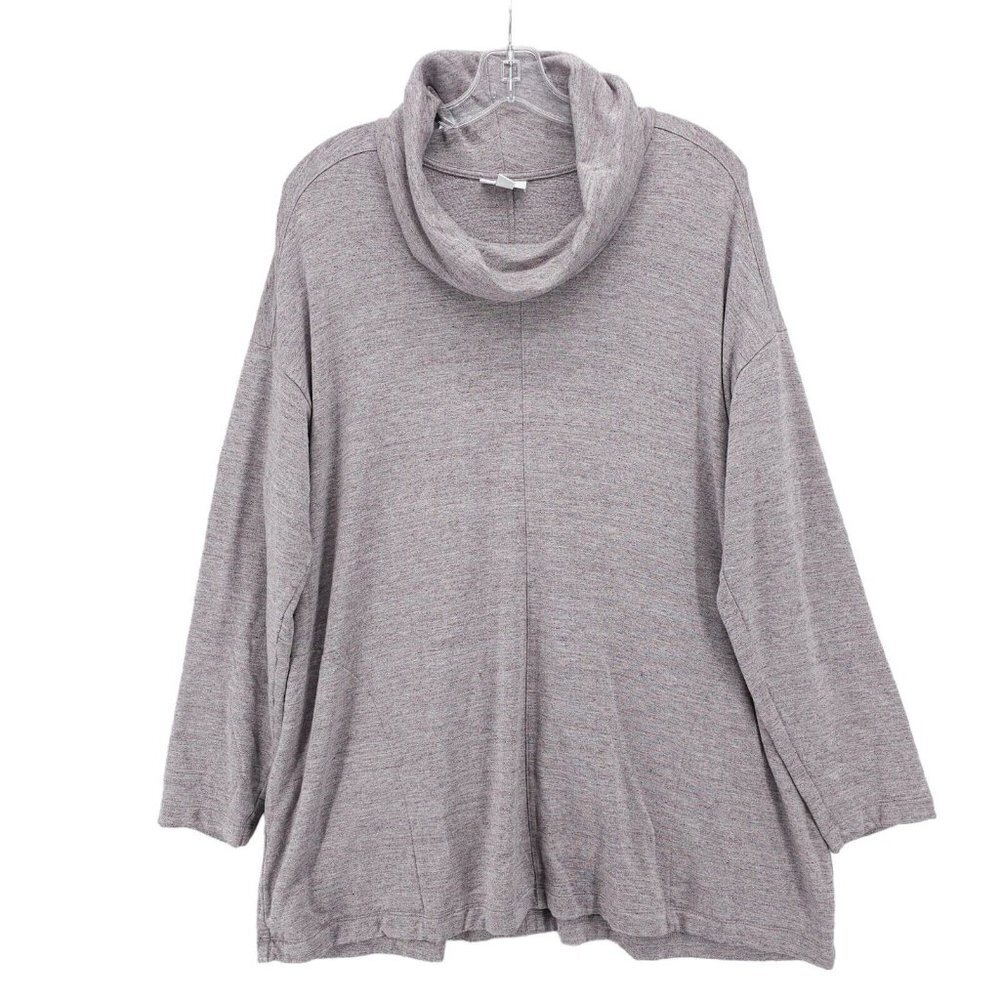 J. Jill Cowl Neck PureJill Purple Gray Heather Tunic Sweatshirt Size XL